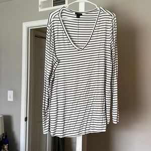 NWOT Halogen Black and White Striped Long Sleeve Top